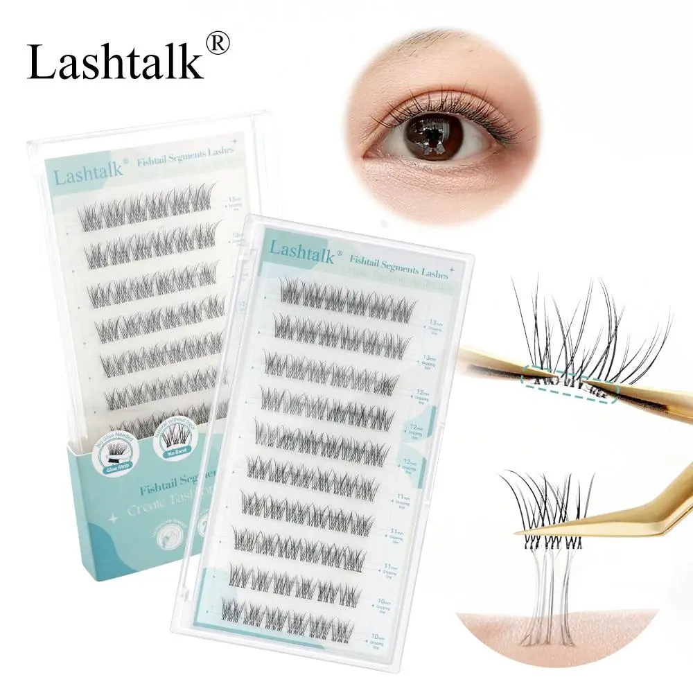 Transparent Glue, 60pcs/set Self Adhesive Fishtail Segments Eyelashes, Natural Soft Pre Glued Press on Lashes for Eyelash Extensions, Makeup, DIY Eyelash Extensions, Fluffy False Eyelashes, Falsies Eyelashes