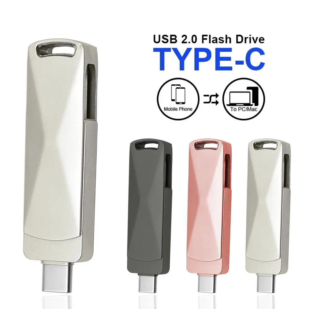 Metal Type-c USB 2.0 Flash Drive Pen Drive Pendrive 128GB 64GB 32GB USB Stick Usb Memory Stick for SmartPhone and PC
