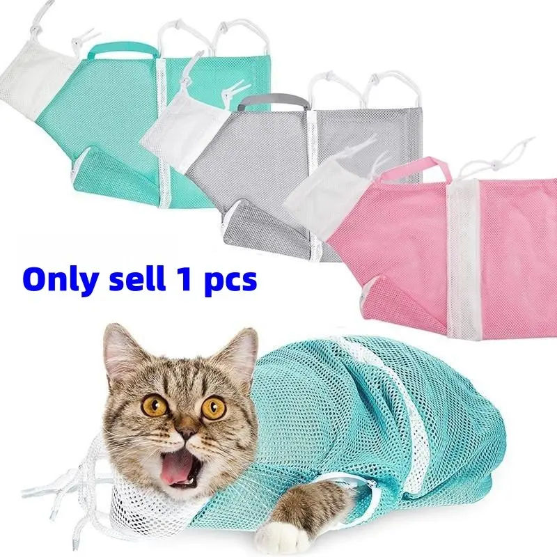 Cat Bathing Bag, Kitty Anti-Scratch & Bite Proof Cat Grooming Tool, Multi-Purpose Fixed Pet Washing Sack, Essential Cat Care Accessory