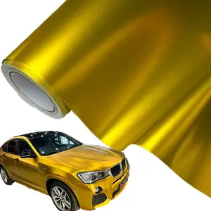 High Quality Matte Satin Metallic Chrome Gold Vinyl Wrap, Bubble-Free Car Sticker Film, Internal & External Decal, Auto Decoration, Vehicle Exterior Decoration