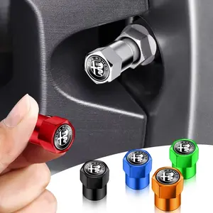 4 Piece Set Tire Valve Stem Caps, Durable Aluminum Alloy Material, Alfa Romeo Giulia Stelvio Car Valve Core Covers