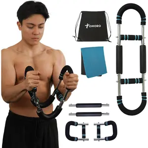 Twister Arm Exerciser - 40-130lbs Adjustable Power Twister Bar with 2 Springs &  Poster, U Shaped Arm Trainer and Arm Strength Trainer, Chest Workout & Arm Workout Equipment for Men & Women