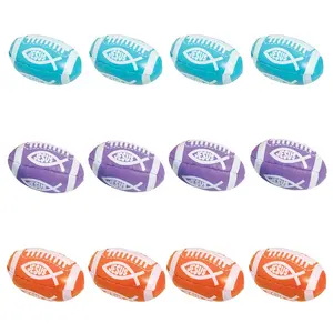 4'' Mini Religious Fish Orange, Purple & Blue Vinyl Footballs - 12 Pc.