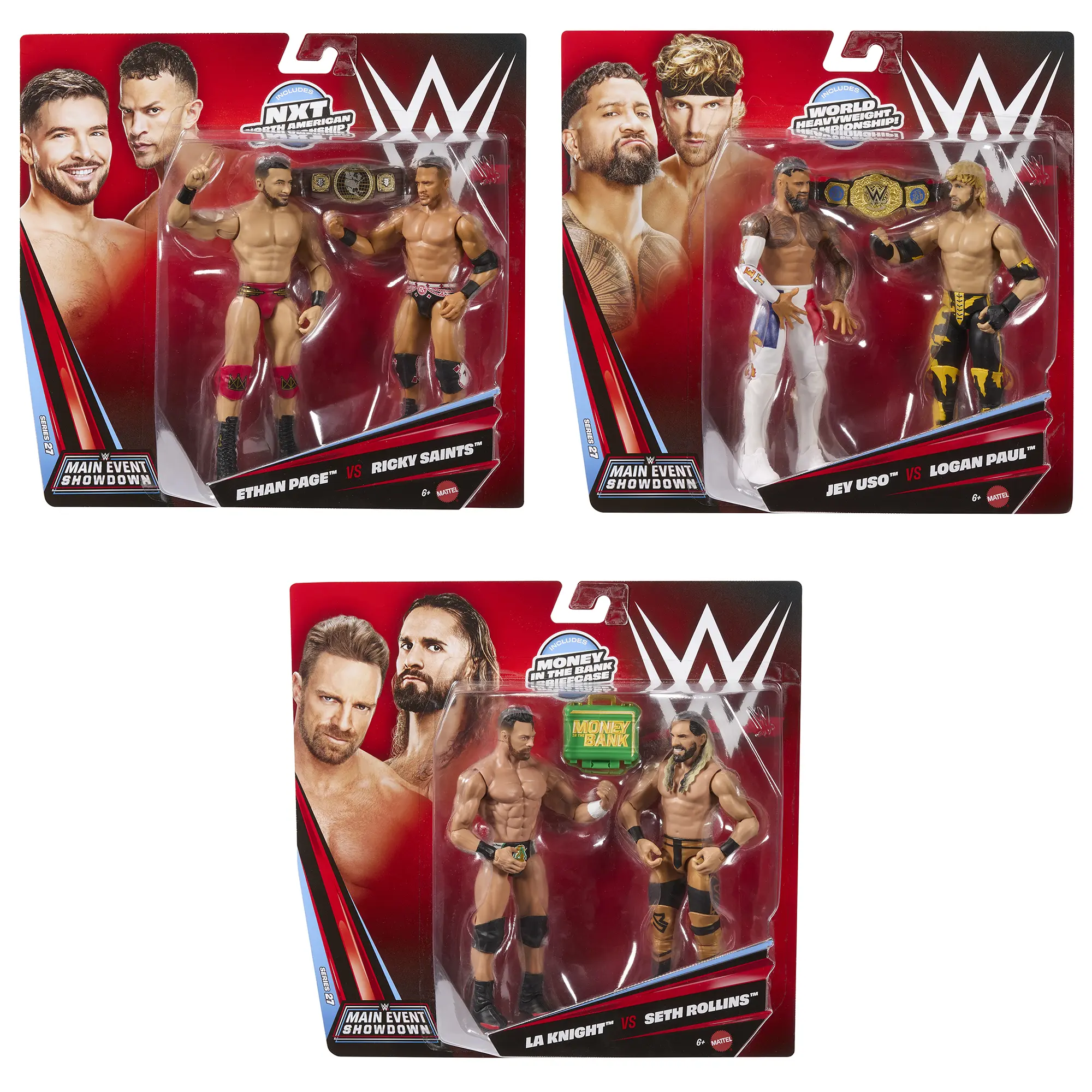 WWE Main Event 2-Packs 27 - Set of 3 Mattel WWE Toy Wrestling Action Figures