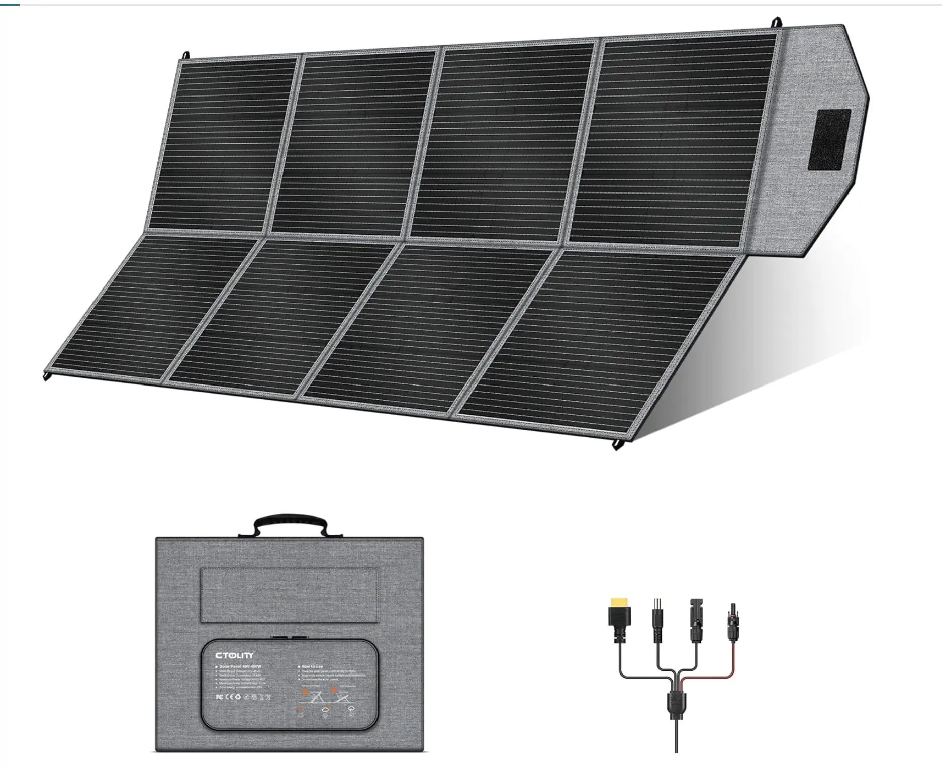 400W Foldable Portable Solar Panel - High-Efficiency, IP65 Waterproof, with Adjustable Kickstand for Home Improvement Solar Power Systems
