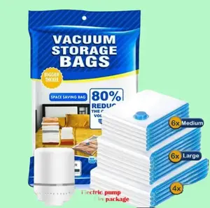 15 Pack Travel Vacuum Storage Bags with Electric Pump, Carry-on Compression Space Saver Bags for Clothes, Luggage and Moving