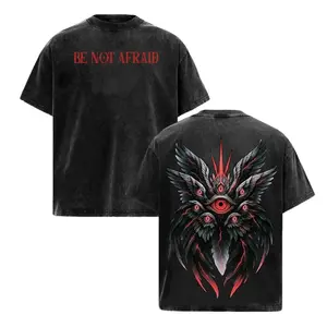 Vintage Be Not Afraid Seraphim Biblically Accurate Angel Oversized Graphic Tee Heavyweight Acid Wash Cotton Double Printed T Shirt Y2K Streetwear Gym Pump Cover ChristianTok Dark Aesthetic Grunge Spiritual Warrior Outfits Merch Gift Unisex