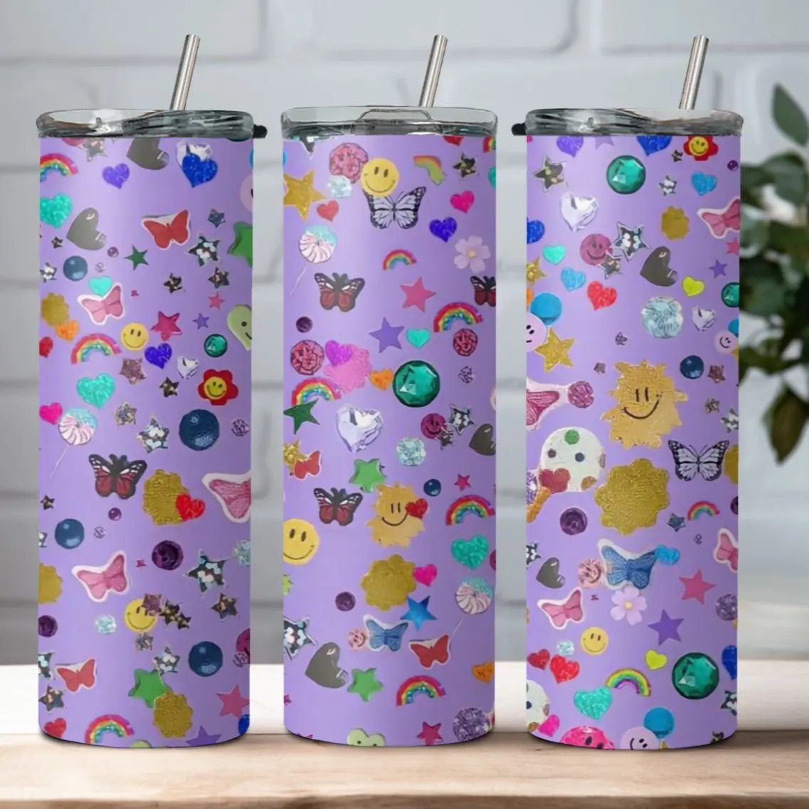 20oz Olivia Stainless Steel Tumbler Water Bottle Cup with Silicone Bottom, Metal Straw and Straw Cleaner - Drinkware, Lightweight skinny tumbler
