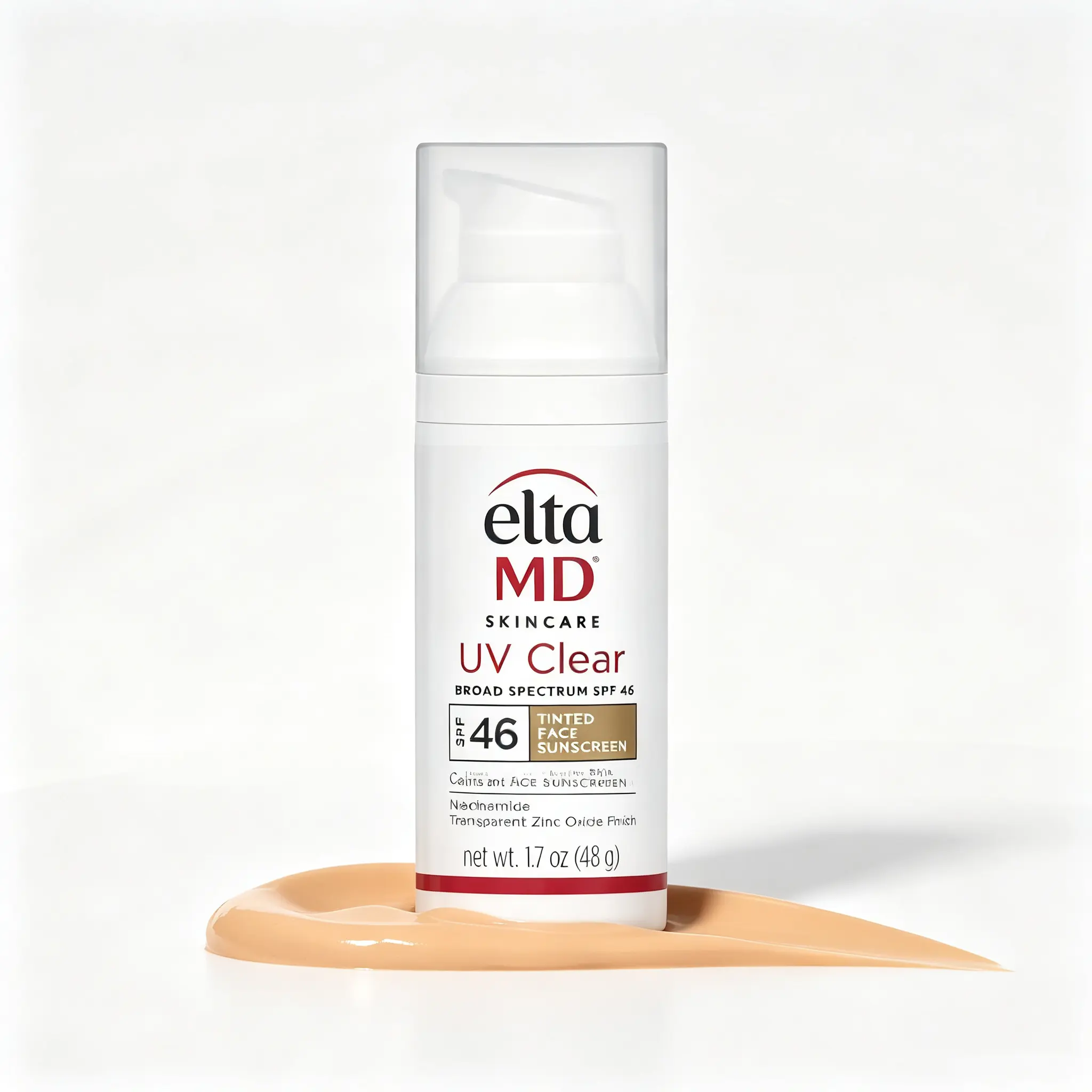 EltaMD UV Clear Tinted SPF 46 Sunscreen, Transparent Zinc Oxide Finish, Niacinamide Soothing Oil‑Free Formula, Gentle Daily UV Protection for Acne & Rosacea‑Prone Skin