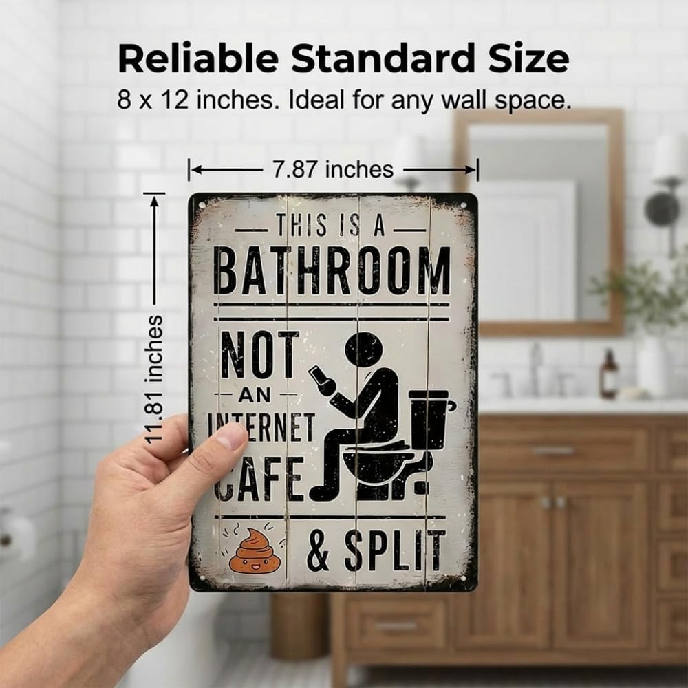 Funny Bathroom Sign “This Is A Bathroom Not An Internet Cafe”, Vintage Metal Tin Wall Art 8x12 Inch for Home Farmhouse Washroom, Rustic Moisture Resistant Decor, Pre-drilled Ready to Hang, Humorous Housewarming Birthday Gift Idea Funny Bathroom Sign “This Is A Bathroom Not An Internet Cafe”, Vintage Metal Tin Wall Art 8x12 Inch for Home Farmhouse Washroom, Rustic Moisture Resistant Decor, Pre-drilled Ready to Hang, Humorous Housewarming Birthday Gift Idea