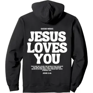 Women's Jesus Loves You (John 3:16) Graphic Hoodie - Long Sleeve Pullover Regular Fit | Soft & Breathable Fabric, Durable Print, Everyday Comfort, Machine Washable, religious text design faith-based apparel