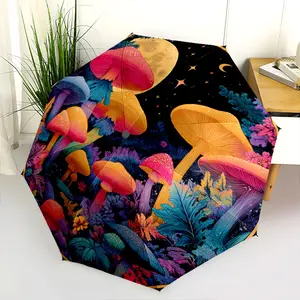 mushroom pile (3) New printed universal umbrella, automatic folding umbrella, portable foldable travel umbrella, outdoor umbrella, Black Friday, Christmas, and birthday gift.