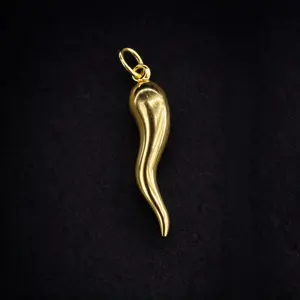 Italian Horn Pendant 1.18” Gold Finish Polished