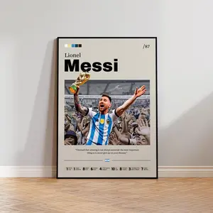 Lionel Messi Poster, Messi Soccer Print Decor, World Cup 2022 Poster, Argentina Seleccion Print, Sports Wall Art, Leo Messi Fan Gift(Poster only frameless) Artistic Artwork Painting Water Proof