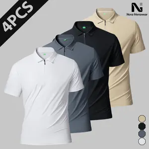 Men's 4PCS Polo Shirts Quarter Zip Short Sleeve Breathable Cooling High Stretch Fabric Casual Business Casual Versatile Everyday Wear Available in Multiple Colors Comfortable Fit for Warm Weather Office Casual Outings