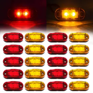 (10 Amber + 10 Red) 2.5 Inch 2 Diode Trailer Marker Lights 2 LED Trailer Side Marker Light Oval Trailer Running Lights for Truck RV Lorry Pickup Camper Waterproof Exterior Marker Lights Accessories
