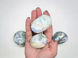 Angel Aura Howlite Crystal Palm Stone - Natural Calming and Soothing Properties
