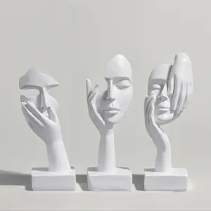 Abstract Face Design Decoration Ornament, 3 Counts Modern Desk Decoration, Room Decor, Halloween Home Decor Supplies for Living Room Bedroom Dining Room, Office Home Decor