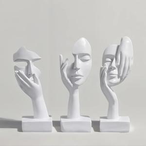 abstract face design decoration ornament, 3 counts/set modern desk decoration, home decor supplies for living room bedroom dining room, desk accessories, gift for girlfriend, room decor, room accessories