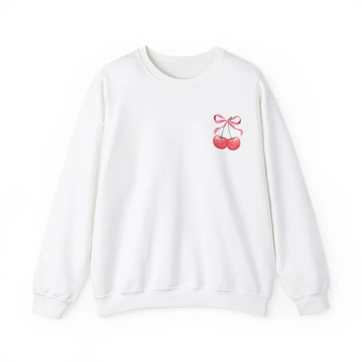 Coquette Cherry Cotton Blend Crewneck Sweatshirt, Comfy, Soft Gift for Men and Women, Unisex Heavy Blend Jumper, Pullover, Cozy Sweater