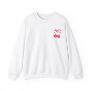 Coquette Cherry Cotton Blend Crewneck Sweatshirt, Comfy, Soft Gift for Men and Women, Unisex Heavy Blend Jumper, Pullover, Cozy Sweater