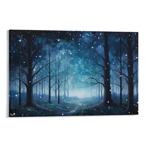 Halloween Ghostly Forest Wall Decor Canva Print - Spooky Wall Art And Pictures Canvas Poster Bedroom Decor Sports Landscape Office Room Decor Gift dopamine  decor Frames Ornaments Artistic Decoration