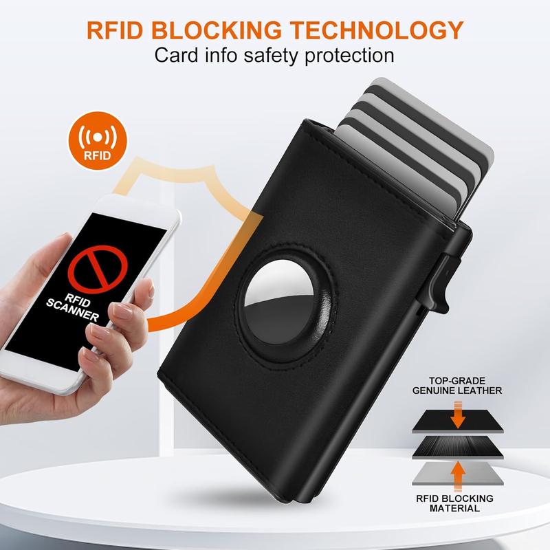 Mens Wallet Card Holder, Smart Pop-Up Leather Card Holder Wallet, Quick Access, RFID Blocking Slim Minimalist - 6-9 Card Capacity & Cash Slot