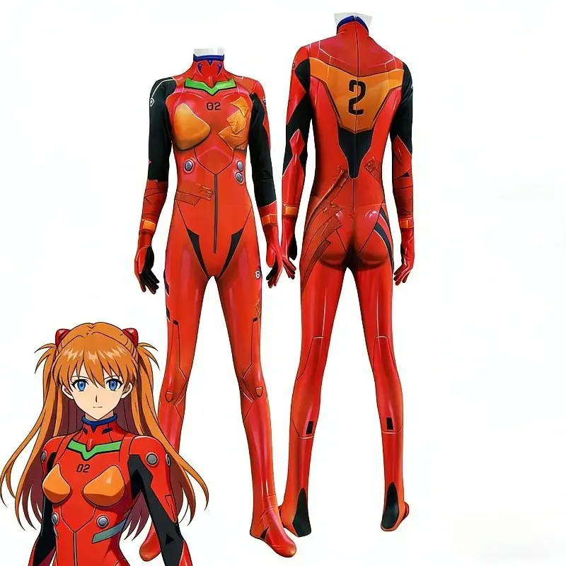 Neon Cute Genesis Classic Evangelion Anime Cosplay Bodysuit 3D Printed Tight Jumpsuit Cartoon Character Cosplay Costume Adults  Novelty and Prank Toys
