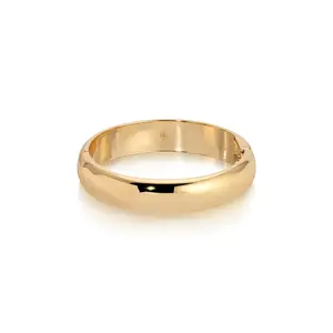 Ettika Simple Single Bangle 18K Gold Plated Zinc Elegant Minimalist Design 2.2" Diameter 7" Circumference Hinge Closure Bracelets Jewelry