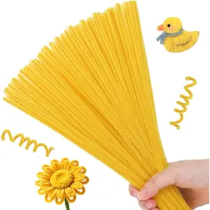 Pipe Cleaners, 100PCS Pipe Cleaners Craft Supplies, Light Golden Chenille Stems Bulk Fuzzy Sticks for DIY Art and Craft Projects Home Mother's Day Decoration