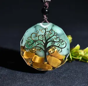 Tree Of Life Orgonite Pendant Necklace Natural Turquoise Crystal Healing Pendant necklace