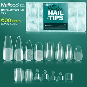US-NAIL -  600PCS Soft Gel X Nail Tips Full Cover Coffin Stiletto Fake Nails Extra Short Almond Square Soak Off Gel False Nail Tips