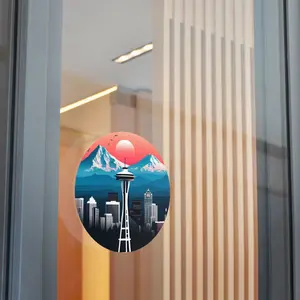 Space Needle Round Vinyl Stickers