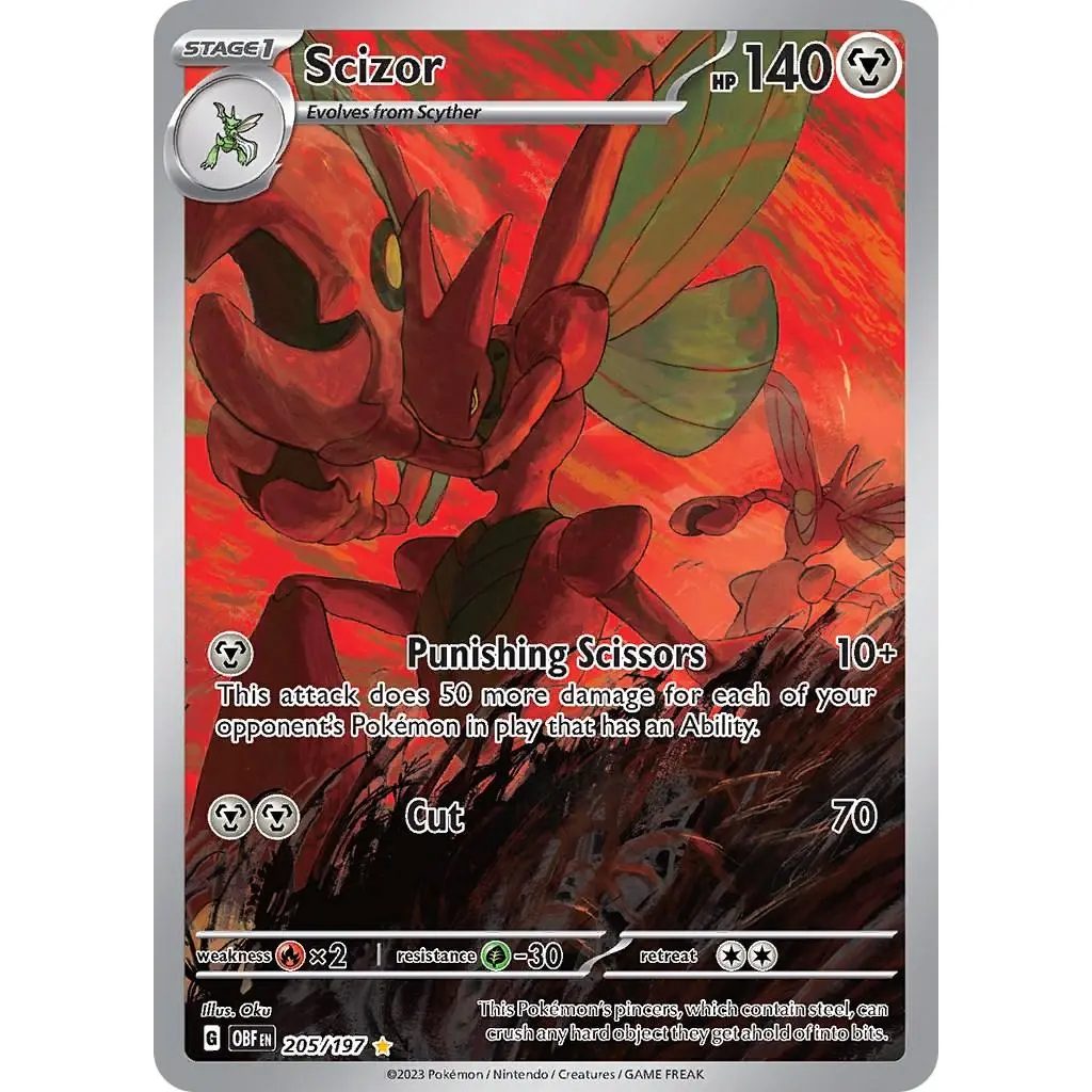 Scizor - 205/197 Illustration Rare [OBF/205/197] Pokemon SV03: Obsidian Flames