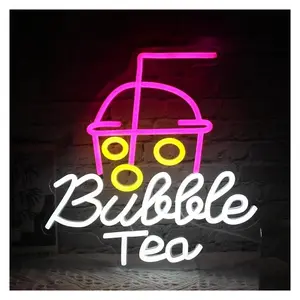 Bubble Tea Neon Sign Night Light Coffee Shop Tea Shop Parties Welcome Wall Decoration 33cm×33cm