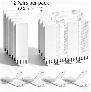 Wall's Heavy-Duty Grip Hook-and-Loop Picture Hanging Strips, 24 Pieces (12 Pairs) Damage-Free Nail-Free Adhesive Refills for Frames, Acoustic Wood Slat Panels, Black Antique White Glazed Ceramic Tiles