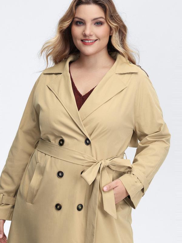 BLOOMCHIC Adjustable Tab Sleeve Lined Trench Coat for Women - Champagne Fitted Long Sleeve Minimalist Casual Jacket with Single-flap Pocket  peacoat trench coat puffer jacket winter clothes women puffer jacket women fur coats for women winter coats women