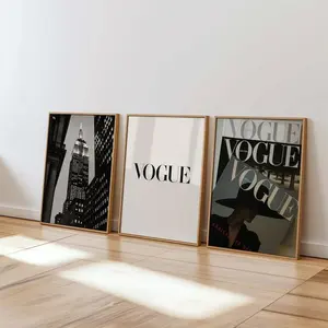 set of 3 Vogue Fashion Poster Unframed  Set: NYC Black and White Gallery Wall