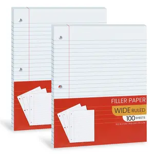 Wide Ruled Notebook Paper, 10.5” X 8" Loose Leaf Paper for Students, College, School - 100 Sheets