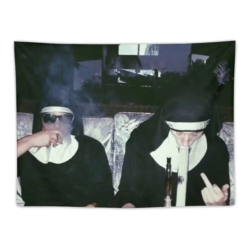 Nuns Smoking Tapestry Banner Flag Wall Art Hanging,For Decorate Clubs Concerts Bars University Dormitories Living Rooms Bedrooms Decor Tapestry Parties,Gift