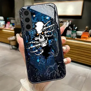 Cyber Skull Emergence pattern Black Frame Glass Protective Phone Case suitable for Samsung Galaxy A36 A12 A13 A14 A15 A16 A23 A24 A25 A26 A32 A33 A34 A35 4G 5G new model Individual Design,Unique Phone Case，ideal holiday gift