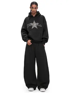 FDR Star Leopard Patchwork Embroidered Rhinestone Hoodie for Women & Men, Oversized Pullover Sweatshirt with Vintage Loose Fit, Y2K Vintage Streetwear Long Sleeve Top summerwins