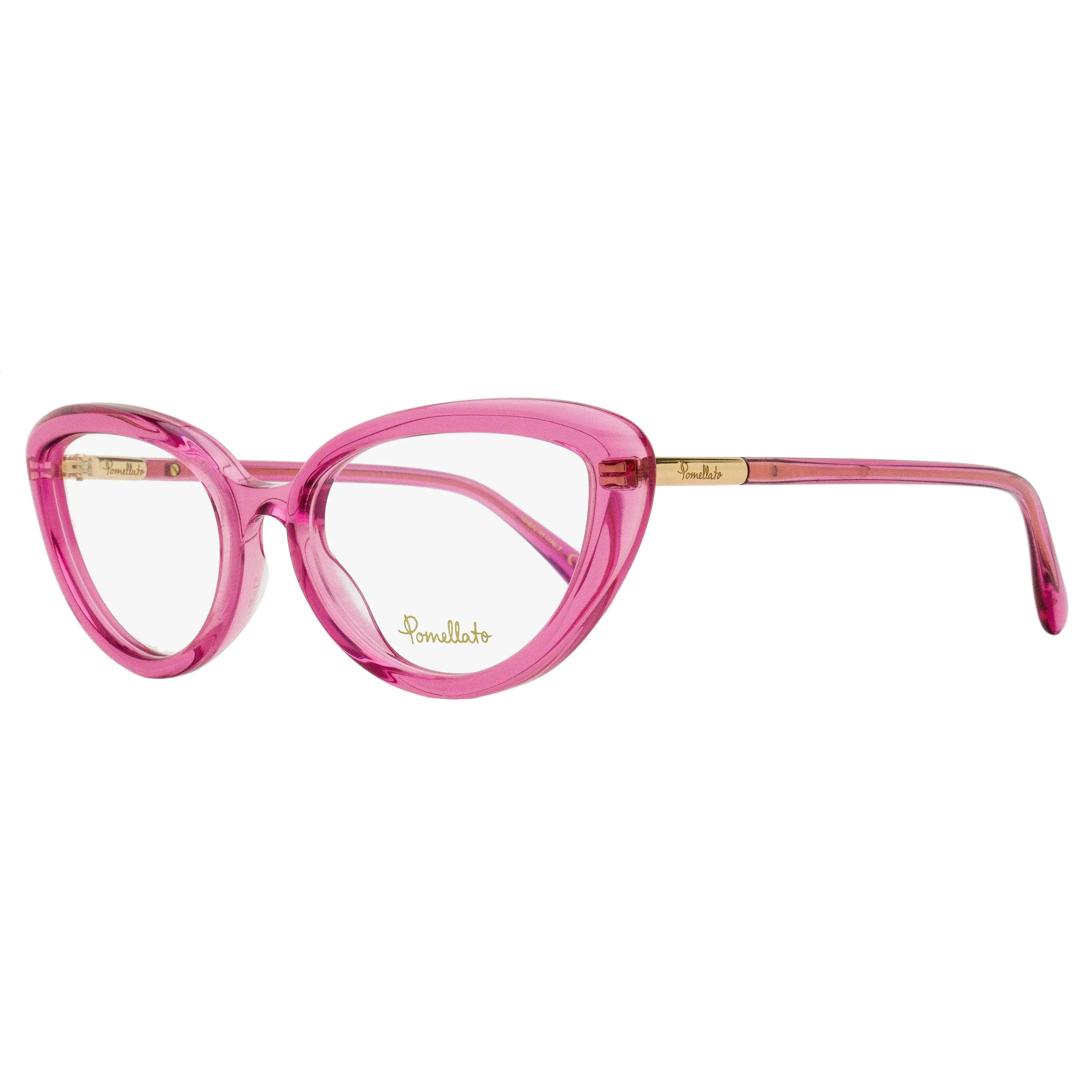 Pomellato PM0112O Women's Cat-Eye Eyeglasses, Prescription Compatible Frames with Metal Details in Transparent Pink, 53mm, Compatible With Prescription Glasses Women's Frames
