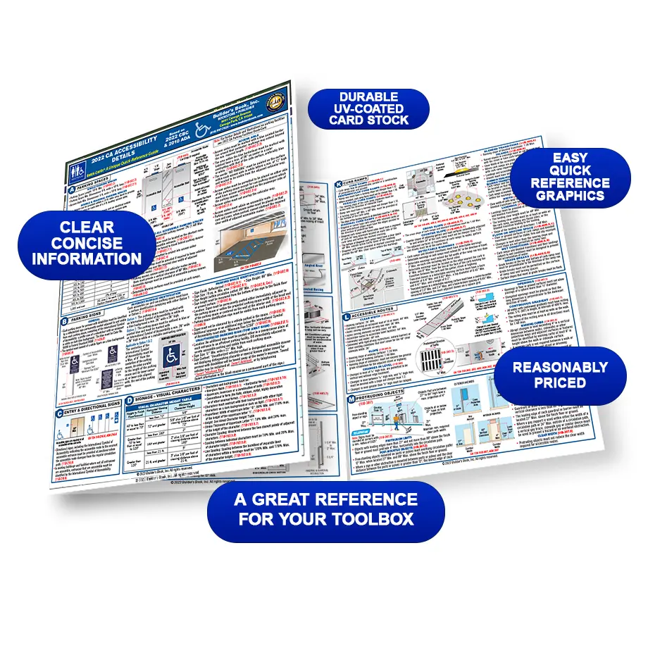 2022 California Accessibility Details Quick-Card Based On 2022 CBC & 2010 ADA