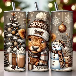 20oz Christmas highland cow tumbler