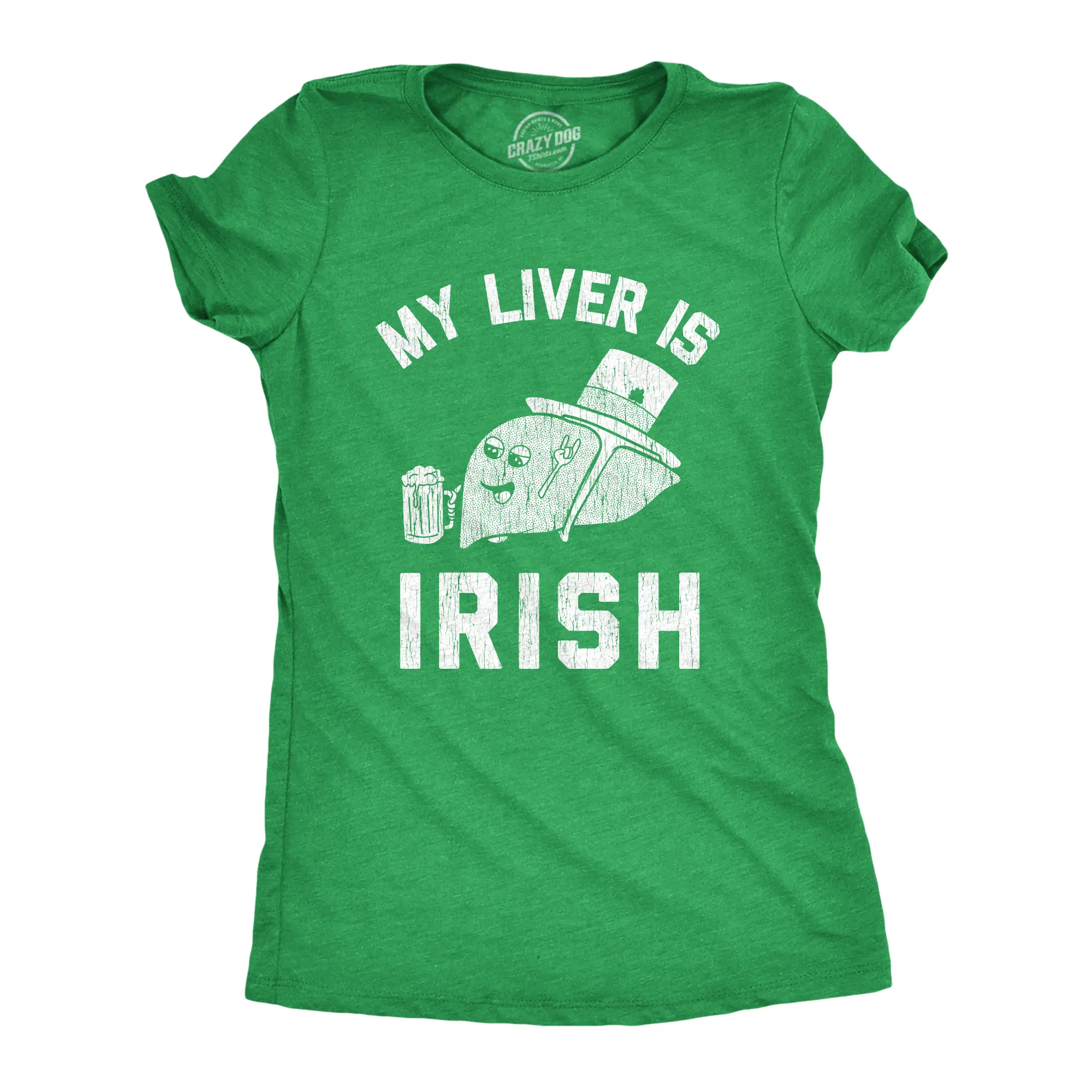 Womens My Liver Is Irish T shirt Funny Saint Patricks Day Saying Humor Drinking Funny Womens T Shirts Cute Vintage Fashion Casual Ladies T-Shirt Gift Saint Patrick's Day Tops for Women Women's Novelty Tees Green