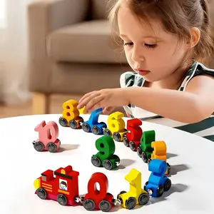 12 Piece Magnetic Mini Train Number Puzzle Toy Set, Colorful Wooden Carriages, Educational Interactive Toys, Parent Child Bonding, Holiday Gift Ideas