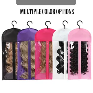 Wig Storage Bag With Hook Wig Storage Hanger Zipper Transparent Dustproof Wig Storage Bag, Hair Extension Holder Wig Bag Wig Storage For Multiple Wigs Holder Hair Extension Hanger Wig Tool Wigs Accessories For Salon & Home Use Halloween