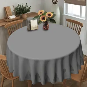 2D flat, abstract gray, wavy, round table cloth, family kitchen living room dining table cloth, party table cloth, kitchen accessories, room & outdoor table cloth