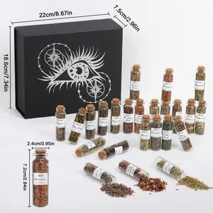 24 Natural Dried Herbs Collection with Crystal Spoon - for Aromatherapy, Homemade Candles & Artisan Soap Crafting​